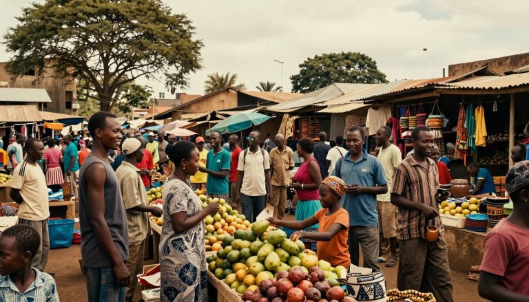 marché malgache animé avec échanges chaleureux et sourires