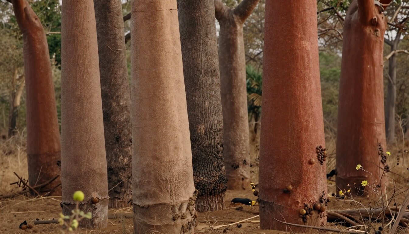 diverses espèces de baobabs endémiques dans leur habitat naturel