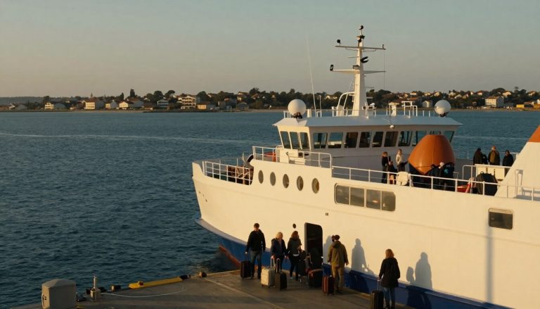 ferry quittant un port français vers Jersey avec passagers